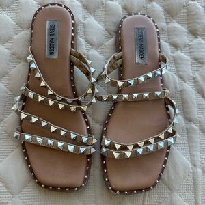 Steve Madden Beige Sandals with Silver Studs